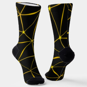 Geometrische schwarze Dreiecke, Goldlinien Socken