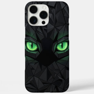 Geometrische schwarze Katze mit smaragdgrünen Auge iPhone 16 Pro Max Hülle