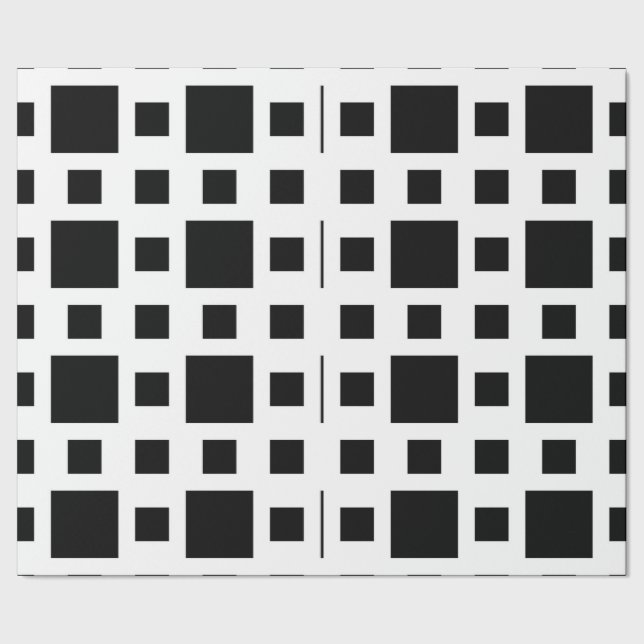 Geometrische schwarze Quadrate Geschenkpapier (Saum)