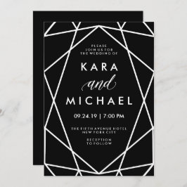 Geometrische Schwarzweiss-Hochzeit Einladung