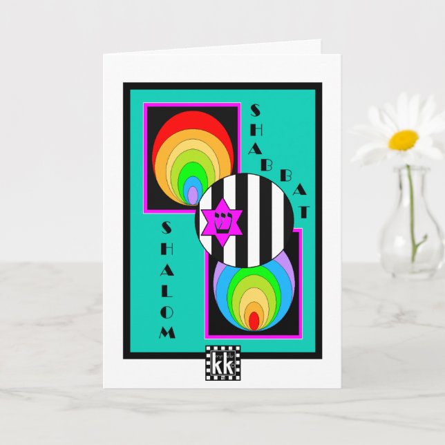 Geometrische Shabbat-Shalom-Grußkarte Karte (Kleine Pflanze)