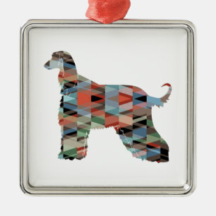 Geometrische Silhouette der afghanischen Hound-Mus Ornament Aus Metall