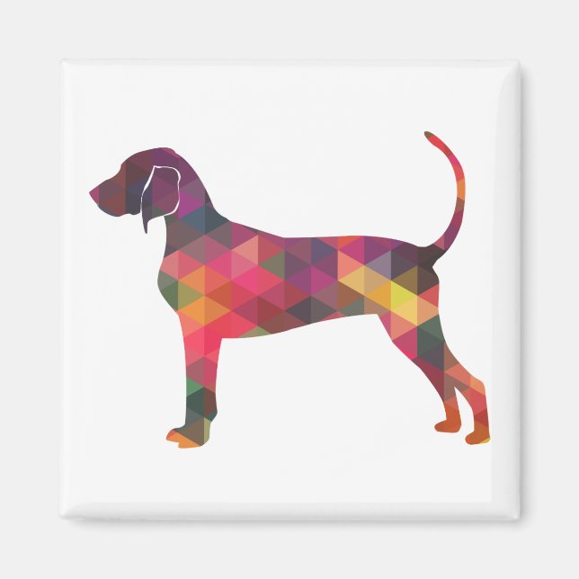 Geometrische Silhouette des Hundes auf Bluetick Magnet (Vorne)