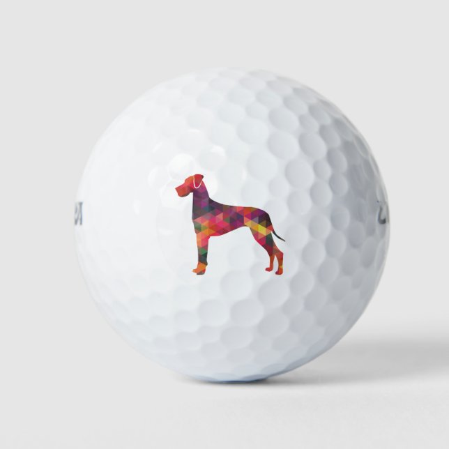 Geometrische Silhouette für große Dog Golfball (Vorderseite)