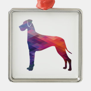 Geometrische Silhouette von Großdane Dog Lila Ornament Aus Metall