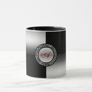 Geometrische Silver- und Schwarz-Formen Tasse