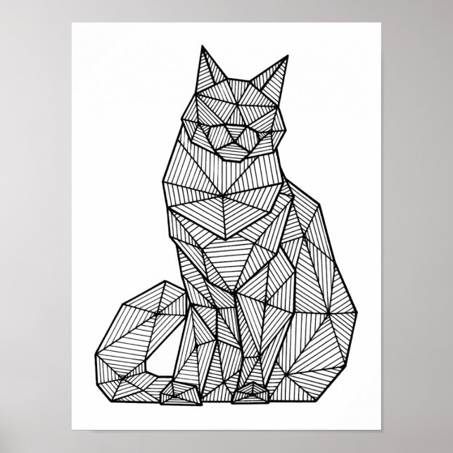 Geometrische Sitzkat, Vorderseite Poster (Vorne)