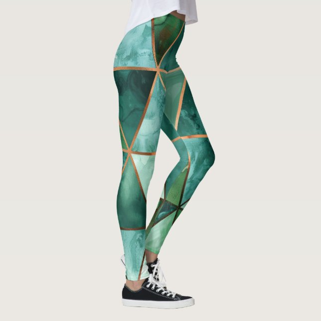 Geometrische SmaragdLeggings Leggings (Rechts)