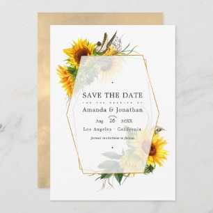 Geometrische Sonnenblume Rustikale Brauerei Hochze Save The Date