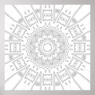 Geometrische Sonnenstrahlen-Mandala mit geschichte Poster