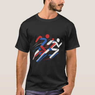 Geometrische Sprinter Rot Weiß Blau Laufrennen Ar T-Shirt
