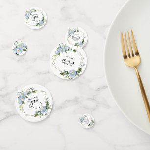 Geometrische Staubblaue Blumen Brautparty Konfetti