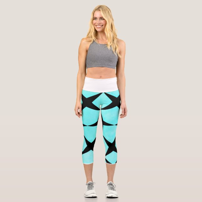 Geometrische Sterne Capri Leggings (Vorderseite)