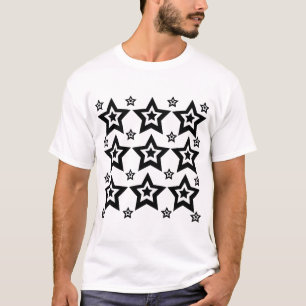 Geometrische Sterne Schwarz-Weiß-geometrische Ster T-Shirt