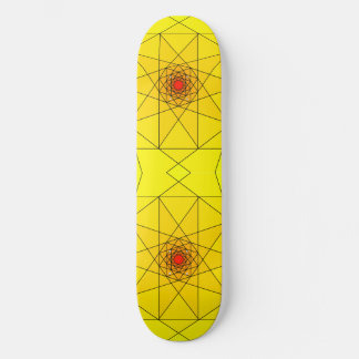 Geometrische Sternenexplosion - Gelbes und rotes D Skateboard