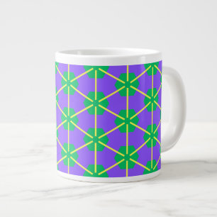Geometrische Sternenexplosion in Lila, Grün und Ge Jumbo-Tasse