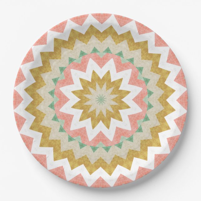 Geometrische Sternexplosion Boho Mandala Pattern Pappteller (Vorderseite)