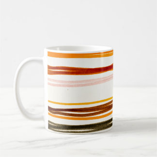 Geometrische Streifen, Aquarellbilder in Orange Kaffeetasse