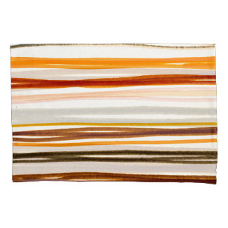 Geometrische Streifen, Aquarellbilder in Orange Kissenbezug