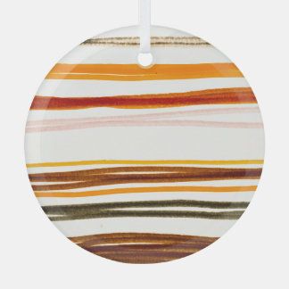 Geometrische Streifen, Aquarellbilder in Orange Ornament Aus Glas