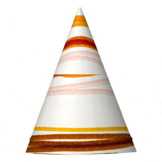 Geometrische Streifen, Aquarellbilder in Orange Partyhütchen