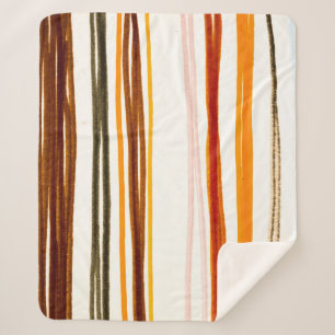 Geometrische Streifen, Aquarellbilder in Orange Sherpadecke