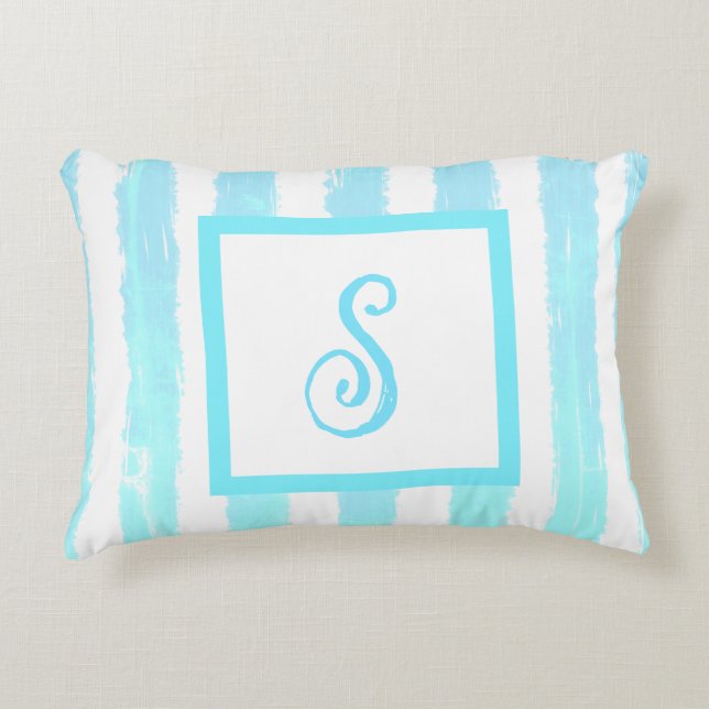 Geometrische Streifen der Wasserfarbe Momogram Dekokissen (Vorderseite)