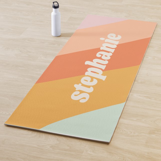 Geometrische Streifen für niedliche Retro-Minze |  Yogamatte (Beispiel)