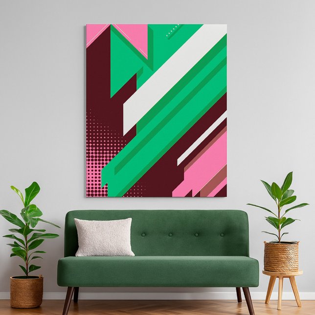 Geometrische Streifen, grün, rosa und weiß Poster (Von Creator hochgeladen)