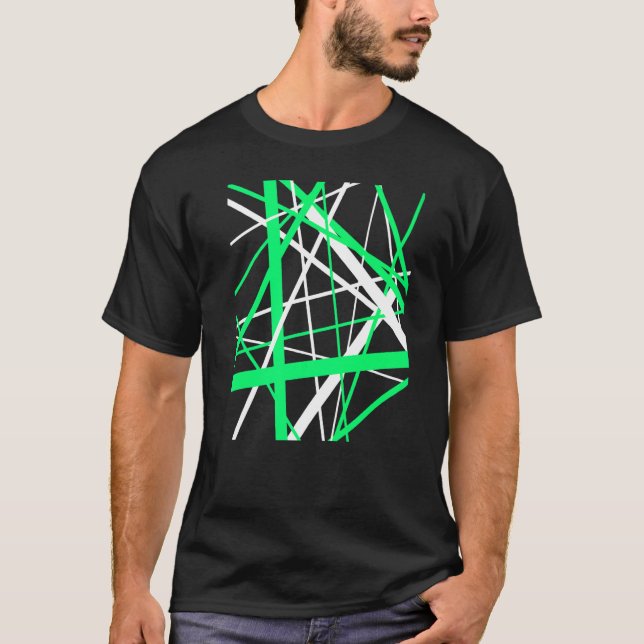 Geometrische Streifen in Grün und Weiß schneiden M T-Shirt (Vorderseite)