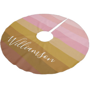 Geometrische Streifen mit personalisiertem Namen, Polyester Weihnachtsbaumdecke