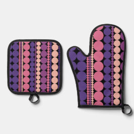 geometrische Streifen Ofenhandschuh & Topflappen-Set