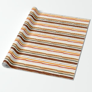 Geometrische Streifen, orange Wasserfarben-Illustr Geschenkpapier