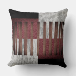 Geometrische Streifen, schwarz, grau und rot Kissen