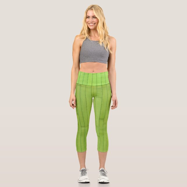 Geometrische Struktur der grünen Farbtöne Capri Leggings (Vorderseite)