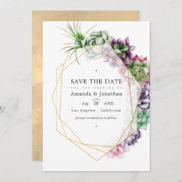 Geometrische Sukkulenten Herbarium Garden Wedding Save The Date