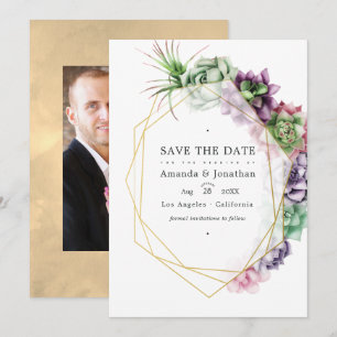 Geometrische Sukkulenten Herbarium Gartenhochzeit Save The Date