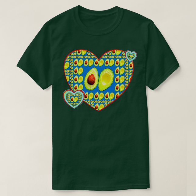 Geometrische, süße Herzen, Muster von Avocado T-Shirt (Design vorne)