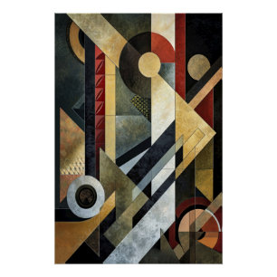 Geometrische Symphonie in Terracotta und Black Poster