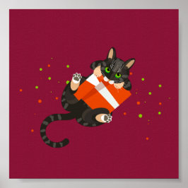 Geometrische Tabby-Katze mit Kartendarstellung Poster