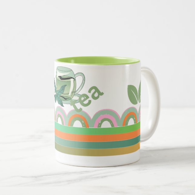 Geometrische Tasse mit Tee-Blätter Akzent (VorderseiteRechts)