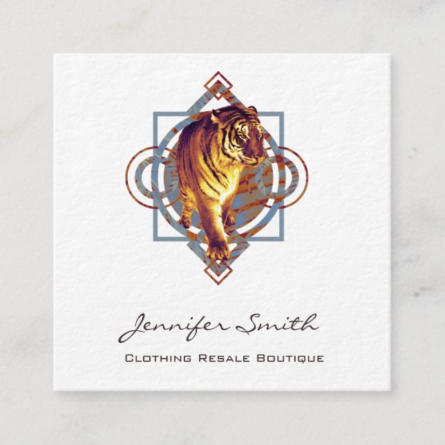 Geometrische Tiger Square Business Card Quadratische Visitenkarte (Vorderseite)