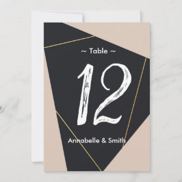 geometrische Tischnummer aus rosa Schwarz und Gold