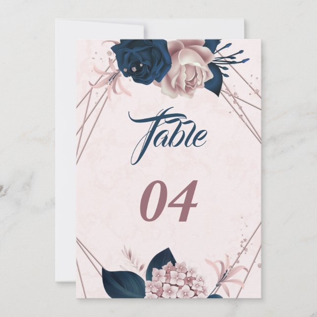 Geometrische Tischnummer der eleganten Marine und  (Vorderseite)