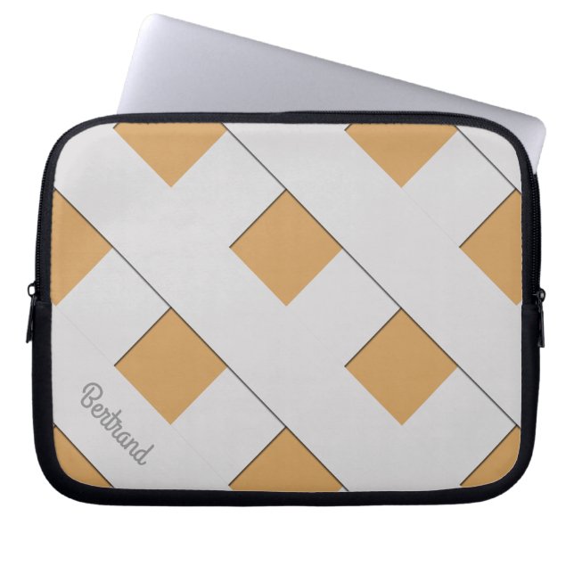 Geometrische Trennlinie Grau Linien mit Namen Laptopschutzhülle (Vorderseite)