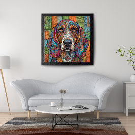 Geometrische Treue: Komplexer Hunde-Mosaikposter Poster