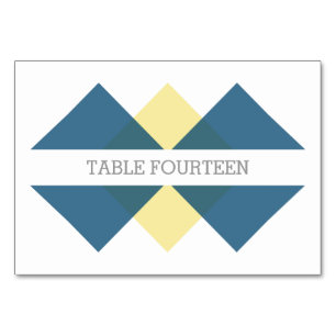 Geometrische Trimmkarte für Blau und Gelb Tischnummer