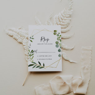 Geometrische tropische grüne Blätter Spanische UAW RSVP Karte