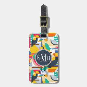 Geometrische tropische Vögel  Monogramm Gepäckanhänger