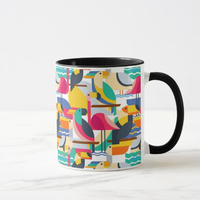 Geometrische tropische Vögel Tasse (Rechts)
